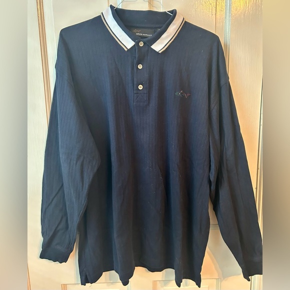 Greg Norman Collection Dark Blue Long Sleeve Polo - Picture 1 of 4
